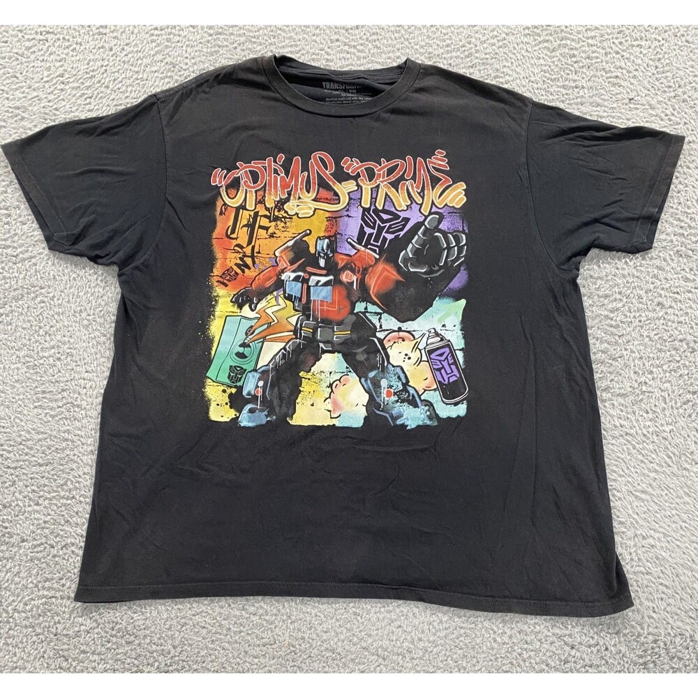 Transformers Shirt Mens Black Extra Large Optimus Prime Graphic Tee Faded